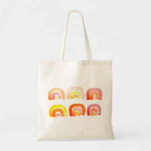 Oranje regenboog schattige retro-kunst tote bag