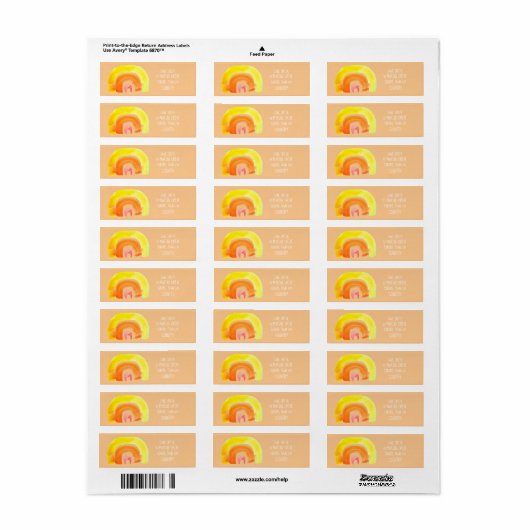 Oranje regenboogliefdeswaterverf etiket (Full Sheet)