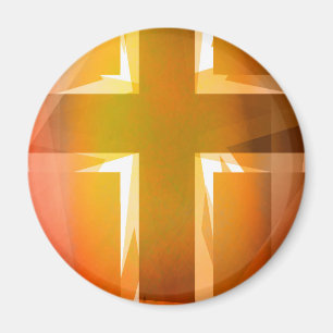 Oranje religieus kruis magneet