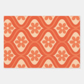 Oranje retro 70s bloem op ogee patroon inpakpapier vel (Voorkant)