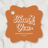 Oranje Retro 70s Boho Dank je bruiloft Bedankjes Labels (Voorkant)