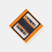 Oranje Retro Audiotape 70ste verjaardagsfeest PPN Servet (Hoek)