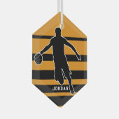 Oranje Retro  Basketbalspeler Kerst Glas Ornament (Voorkant Rechts)