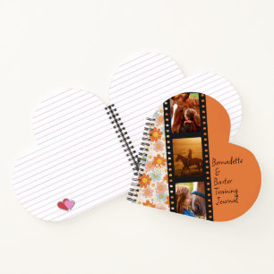 Oranje Retro Daisy 3 Foto Paard Collage Naam Notitieboek