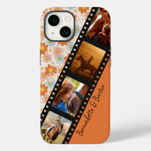 Oranje Retro Daisy 4 Foto Paard Collage Naam Case-Mate iPhone 14 Hoesje