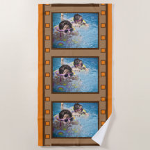 Oranje retro Film Strip Photo Beach Towel