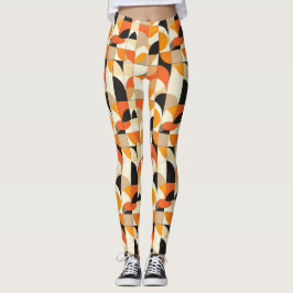 Oranje Retro Geometrische Abstracte Leggings