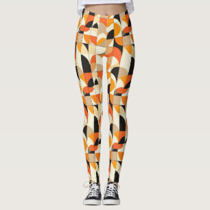 Oranje Retro Geometrische Abstracte Leggings