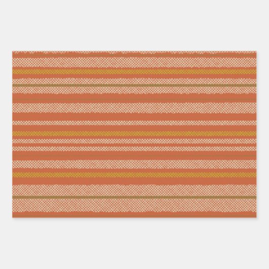 Oranje Retro Mesh Stripes Inpakpapier Vel (Voorkant 3)