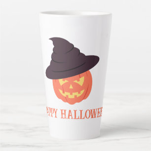 Oranje Retro Pompoen Happy Halloween Latte Mok