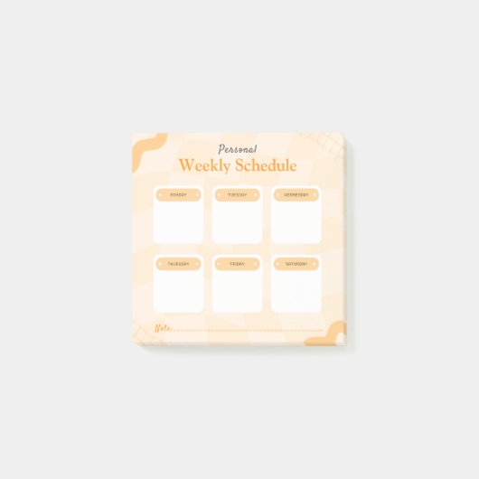 Oranje Retro Style Persoonlijke Wekelijkse Planner Post-it® Notes (Voorkant)