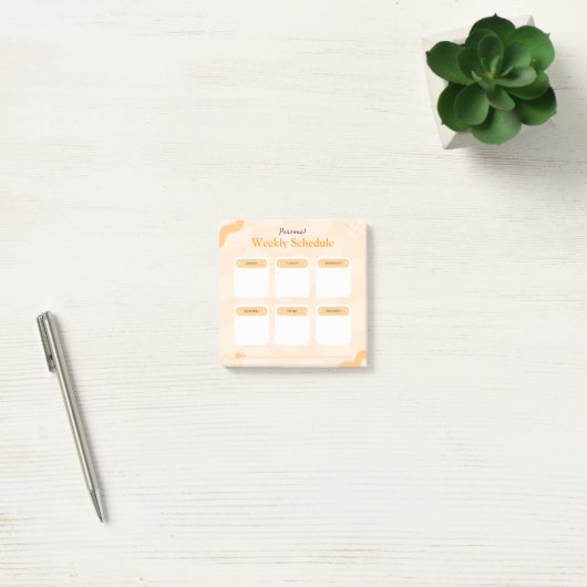 Oranje Retro Style Persoonlijke Wekelijkse Planner Post-it® Notes (Kantoor)