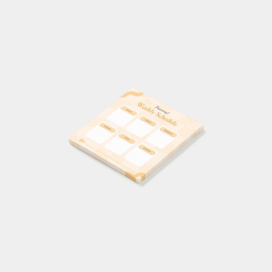 Oranje Retro Style Persoonlijke Wekelijkse Planner Post-it® Notes (Schuin)
