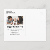 Oranje Retro Typografie Happy Halloween Aankondigingskaart (Achterkant)