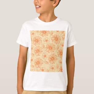 Oranje Retro Y2K bloempatroon T-shirt