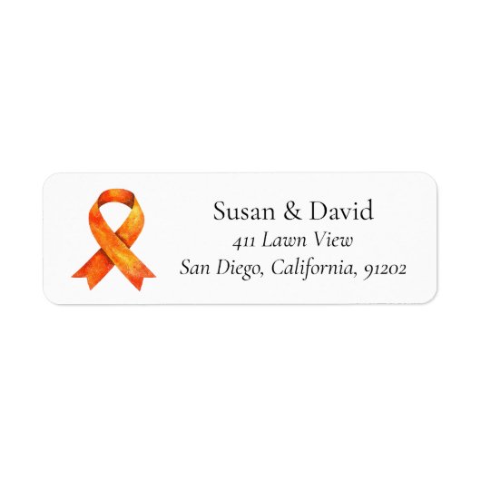 Oranje Ribbon Awareness Support & Cause Etiket (Voorkant)