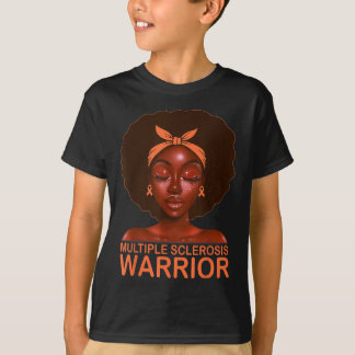 Oranje Ribbon MS Awareness Warrior Black Afro T-shirt