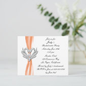 Oranje ribbon Silver Swans Bachelorette Party Kaart (Staand voorkant)