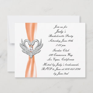 Oranje ribbon Silver Swans Bachelorette Party Kaart