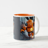 Oranje Robot Buddy Mok - Futuristische Drinkware v (Voorkant rechts)