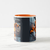 Oranje Robot Buddy Mok - Futuristische Drinkware v (Center)