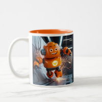 Oranje Robot Buddy Mok - Futuristische Drinkware v