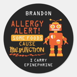 Oranje Robot Food Allergie Alert Stickers