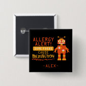 Oranje Robot Food Allergy Alert Button (Voorkant /achterkant)