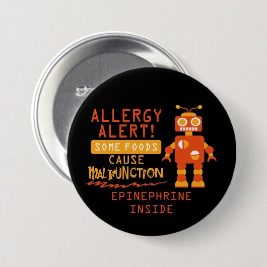 Oranje Robot Food Allergy Alert Button (Voorkant /achterkant)