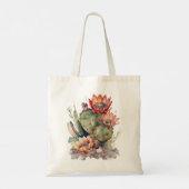 Oranje/rode bloeiende cactus tote bag (Achterkant)