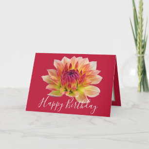 Oranje Rode Dahlia Bloedrode achtergrond Birthday Kaart