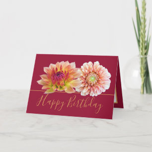 Oranje Rode Dahlias Mooie Bloemenboeket Verjaardag Kaart