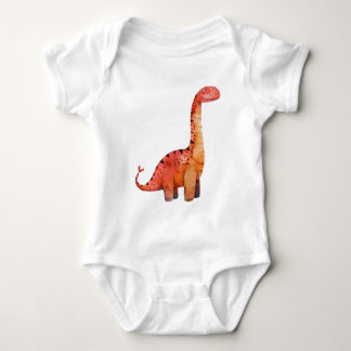 Oranje Rode Dinosaurus – Leuke Tekentril Dinoshirt Romper