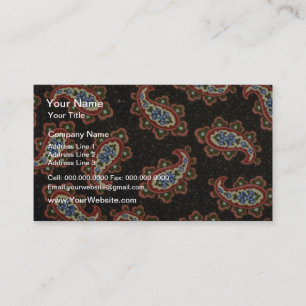 Oranje rode en witte paisley met blauwe bloemen op visitekaartje