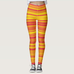 Oranje rode gele strepen leggings