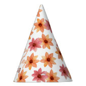 Oranje rode herfstbloem wit Verjaardag Feesthoedjes (Rechts)