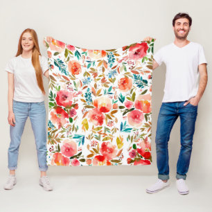 Oranje rode kleurrijke roos bloemenzomer fleece deken