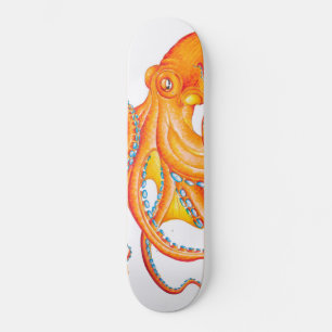 Oranje Rode Kraken Octopus Ink Art Dance Skateboard
