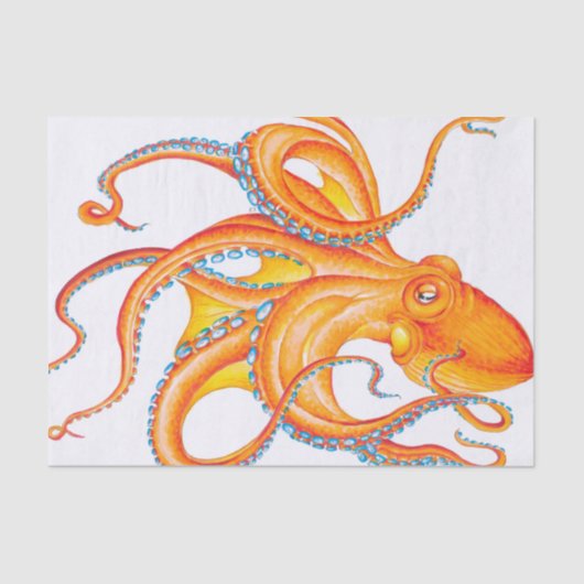 Oranje Rode Kraken Octopus Ink Art Dance Tissuepapier (Voorkant)