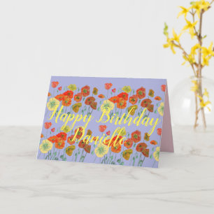 Oranje rode papaver Paarse gelukkige dag Kaart