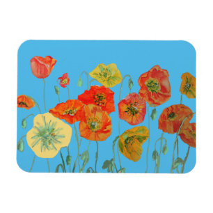 Oranje rode papaver Waterverf Birthday Magnet Magneet