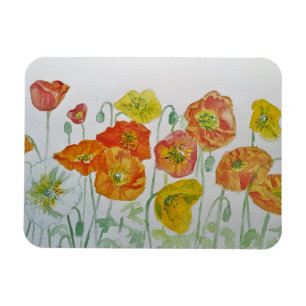 Oranje rode papaver Waterverf Birthday Magnet Magneet