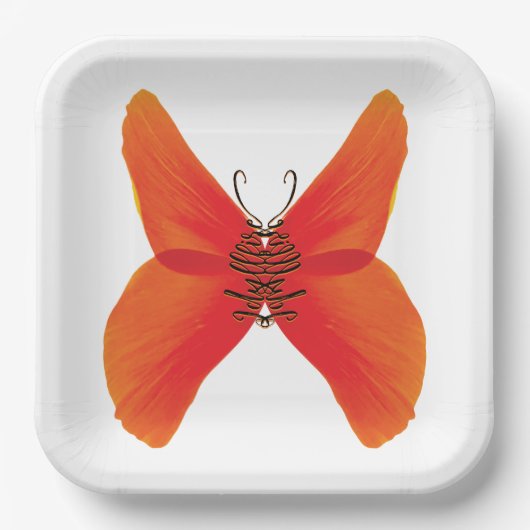 Oranje rode papavervlinder met Jouw naam Papieren Bordje (Voorkant)