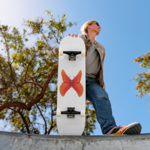 Oranje rode papavervlinder met Jouw naam Skateboard