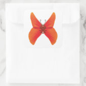 Oranje rode papavervlinder met Jouw naam Vierkante Sticker (Tas)