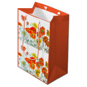 Oranje Rode Poppy Flower Pattern Waterverf Medium Cadeauzakje (Voorkant Gekanteld)