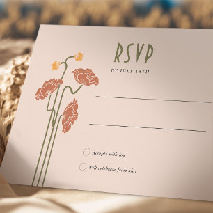 Oranje rode RSVP-kaart Art Nouveau Kaart