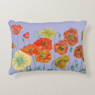 Oranje Rode Shabby Poppy Poppies Lavender Paars Accent Kussen