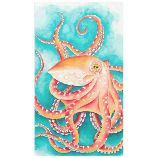 Oranje rode tentacles Octopus Waterverf Tafelkleed (Voorkant)
