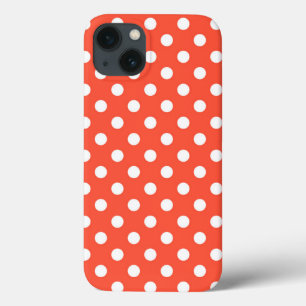 Oranje, rode, terracotta polka stip iPhone 13 hoesje